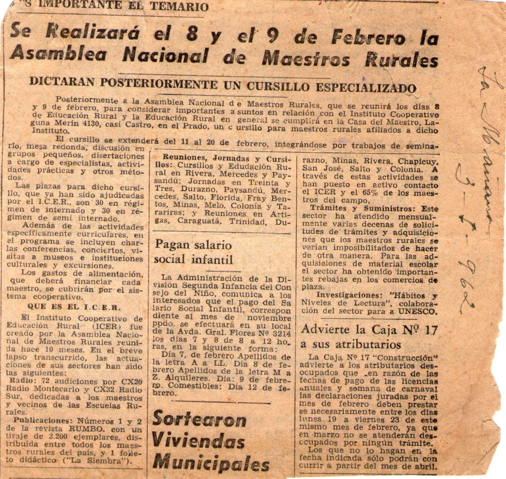 asamblea de maestros rurales  la maana 3 de enero de 1962